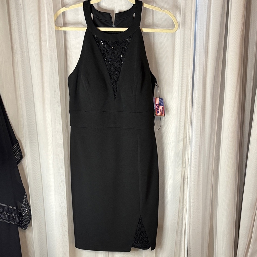 Night Way Collections Black Halter Mini Dress